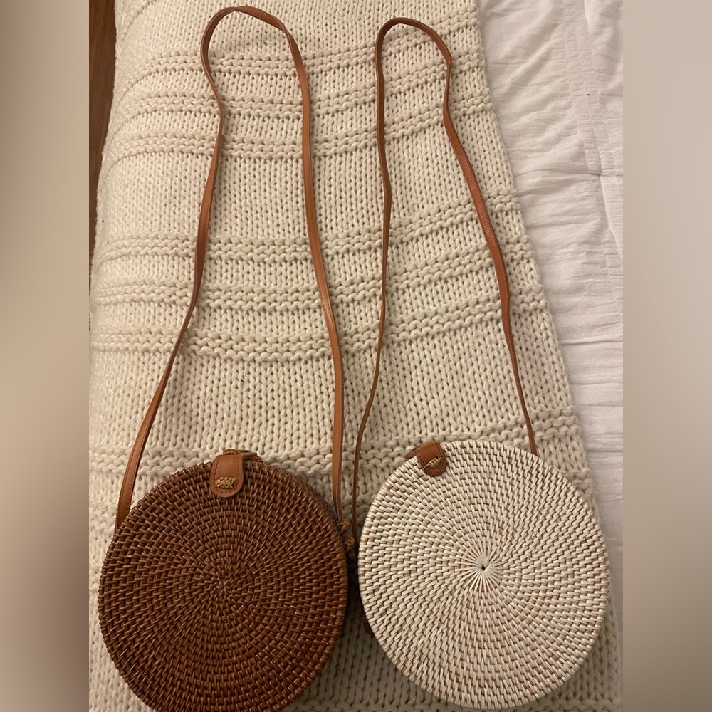 Round rattan purses, selling both for once price! Super cute, worn once, new!